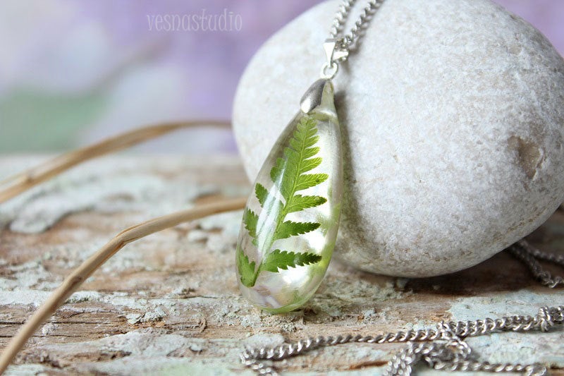 Real Fern Resin Necklace