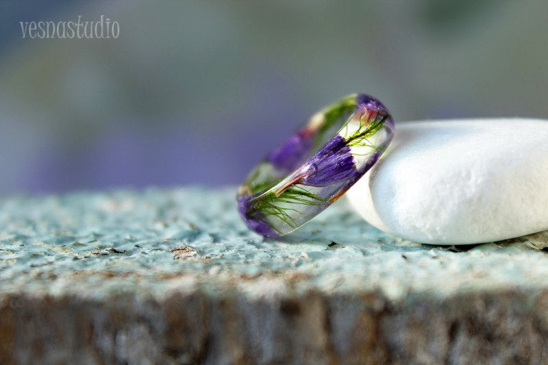 Lilac Flower Resin Ring