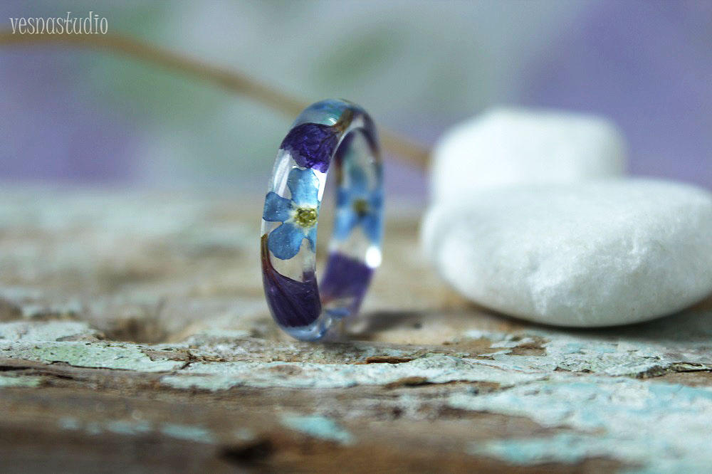 Purple Blue Forget-me-not Ring