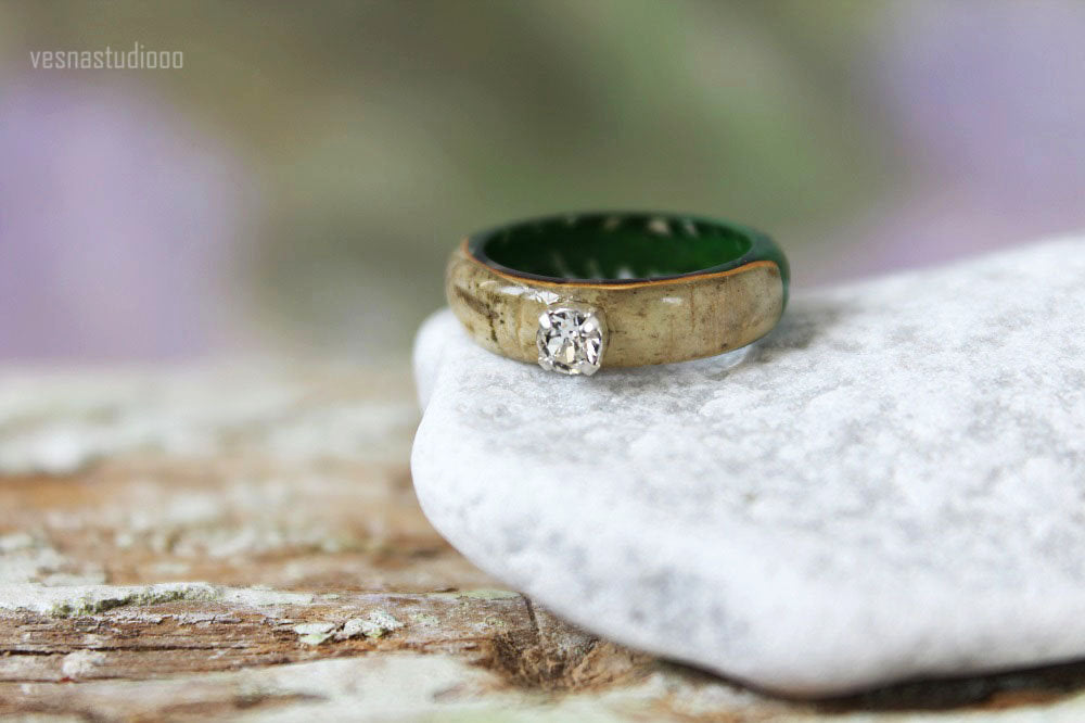 Real Fern Engagement Resin Ring