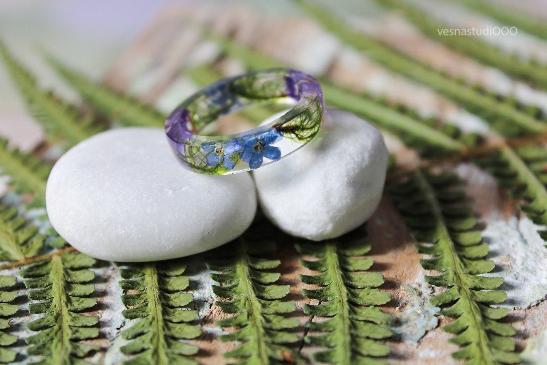 Blue Puple Forget-me-not Ring