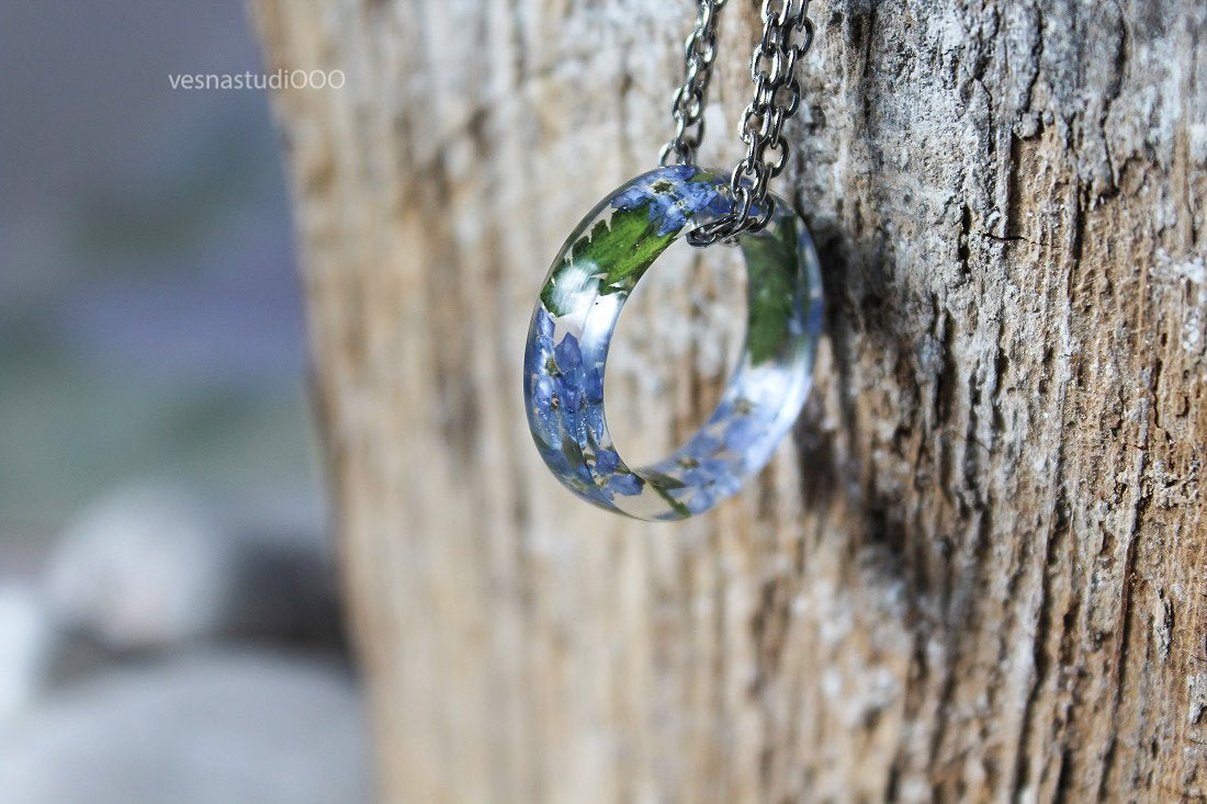 Blue Forget-me-not Resin Ring