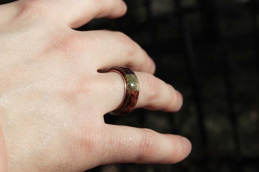 Birch Bark Men's ring Rustic Ring