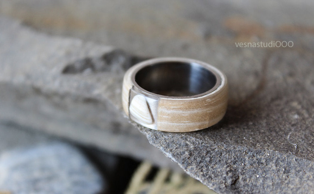 Avant Garde Minimalist White Wood Ring