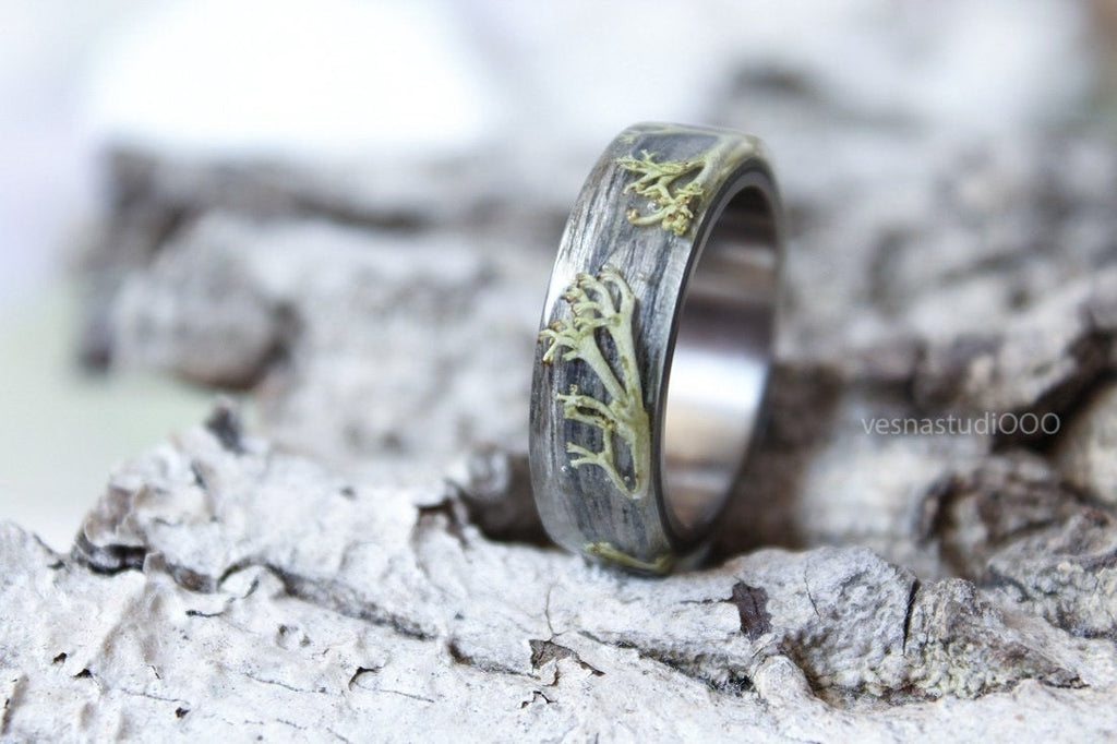 Gray Wood Minimalist Ring