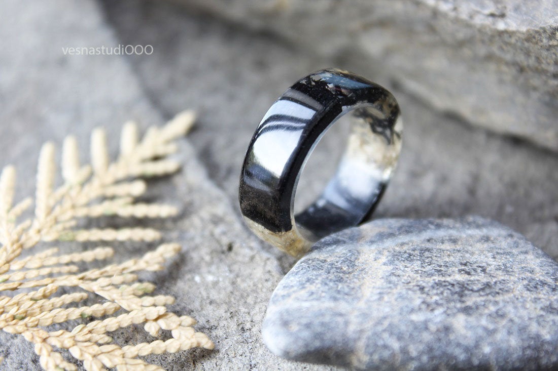 Black and White Wood Ring