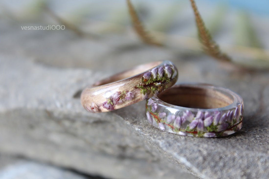 Forest Wood Heather Resin Ring