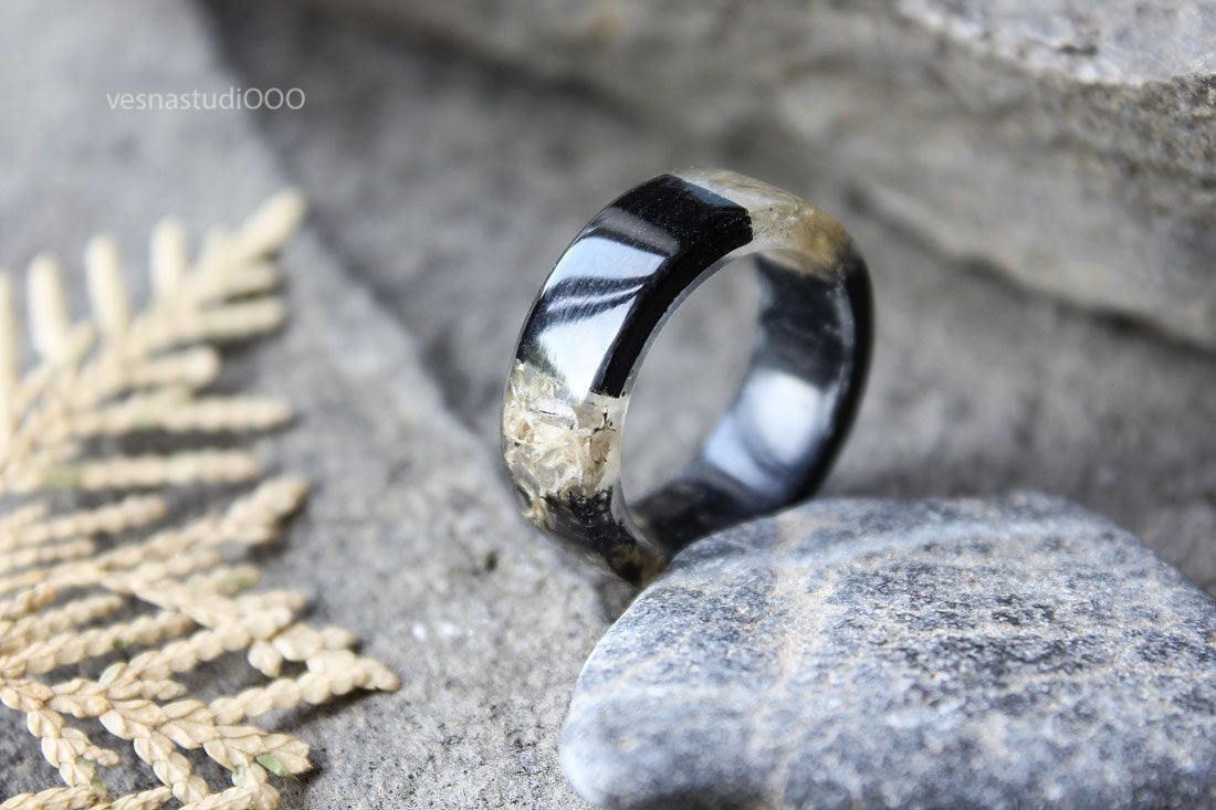 Black and White Wood Ring