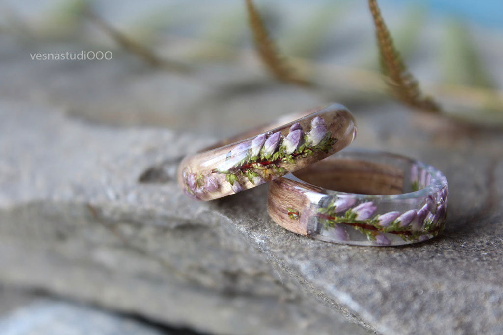 Forest Wood Heather Resin Ring